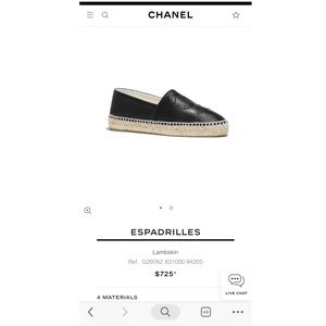 Chanel black espadrille with dust bag